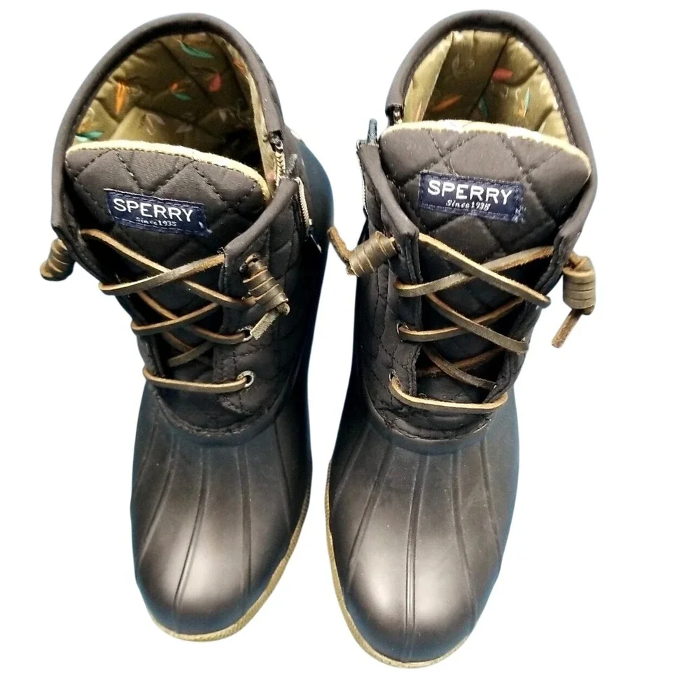 Sperry Saltwater Quilted Nylon Waterproof Rubber Boots Sz 7.5 Normcore‎ Utility
